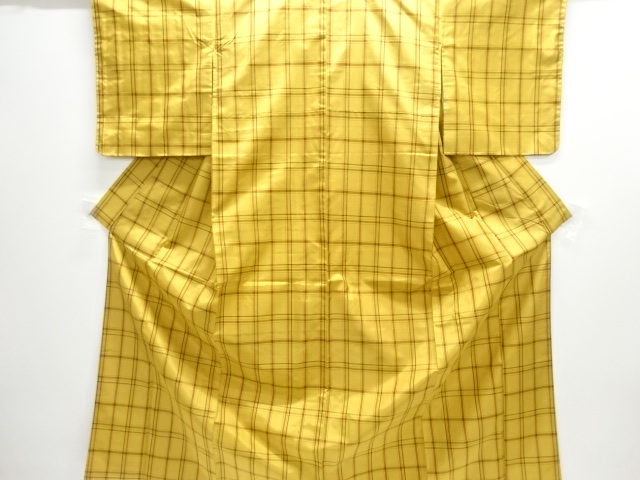 JAPANESE KIMONO / UNUSED KIMONO ENSEMBLE / SILK / YONEZAWA TSUMUGI / WOVEN GRID